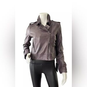 Bod & Christensen (Grace) steel mauve Leather biker Moto Jacket Medium NWT A30